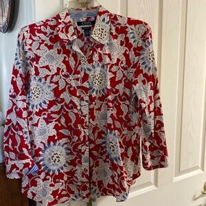 Chaps 💯 cotton three quarter sleeve blouse